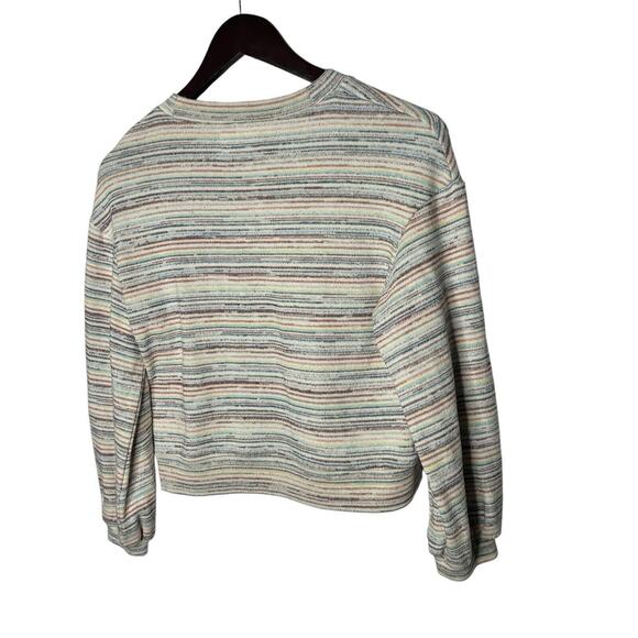 Madewell Womens Bubble Sleeve Sweater Crop Top Rainbow Stripe AI240 Size XS - Picture 2 of 2